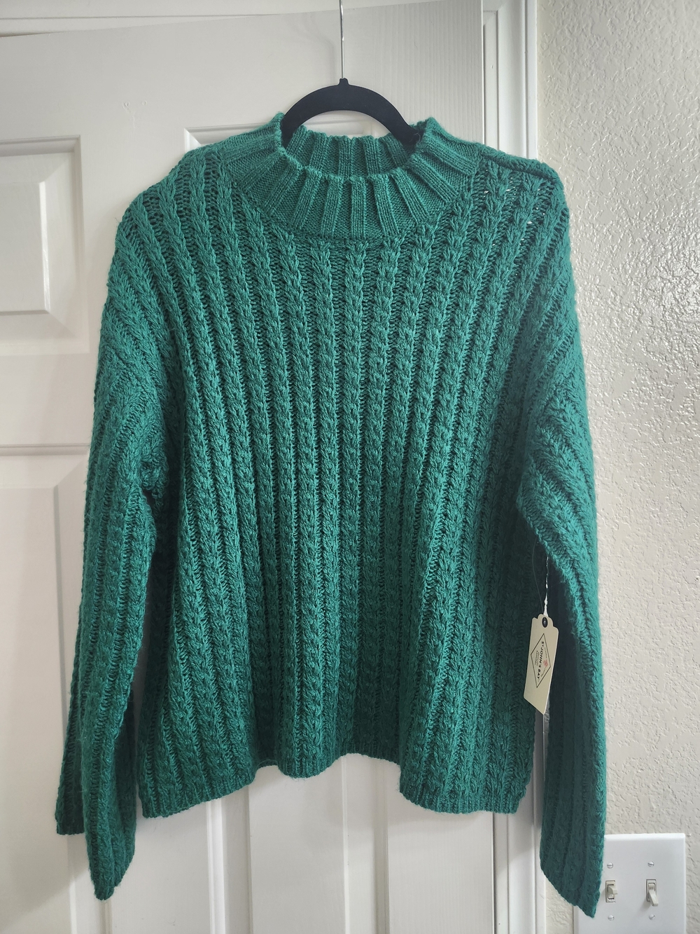 St. John's Bay Teal Cable Knit Mock Neck Sweater
